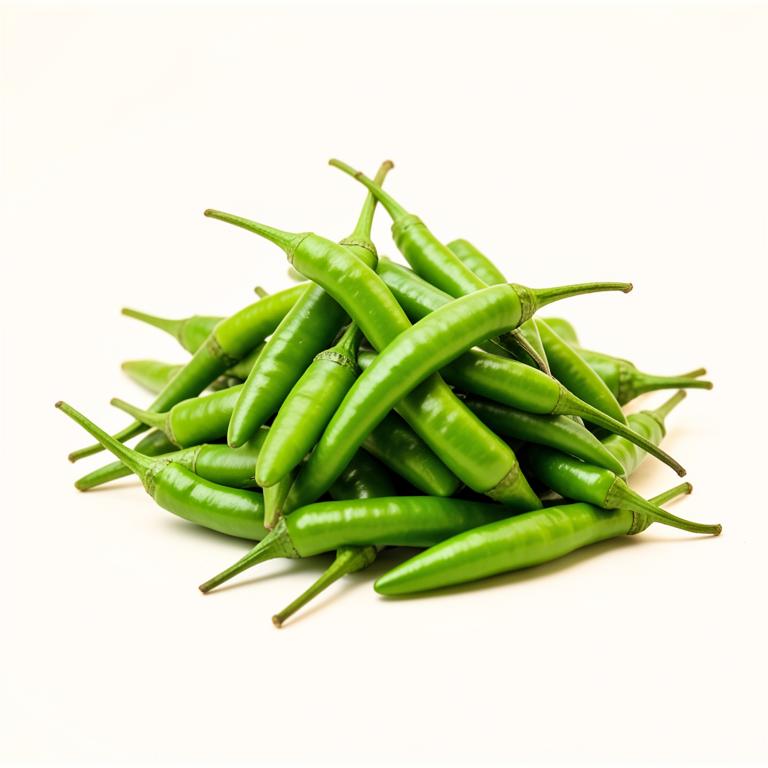 Heap of fresh green chillies graded for export